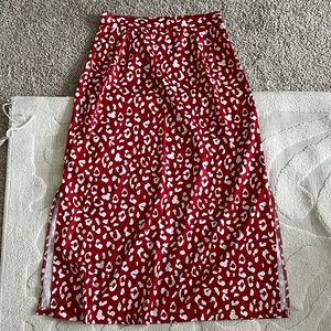 LYANER Red Leopard MIDI Skirt